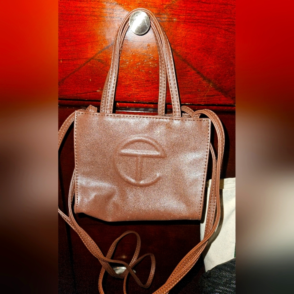 Telfar Chocolate Mini Bag with Structured Design and Double Handles